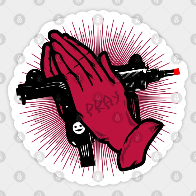 Irreverent Collection: Toy Gun - Pray n°1 Sticker by Biagiode-kd